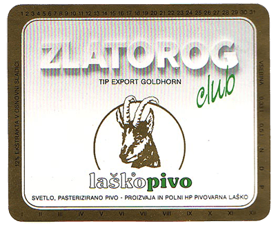 ZLATOROG CLUB, 1986, svetlo pivo s stopnjo alkohola 4,2 %